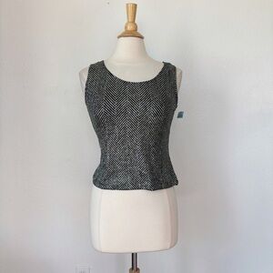Xscape Fitted Black and Silver Sleeveless Tank Top